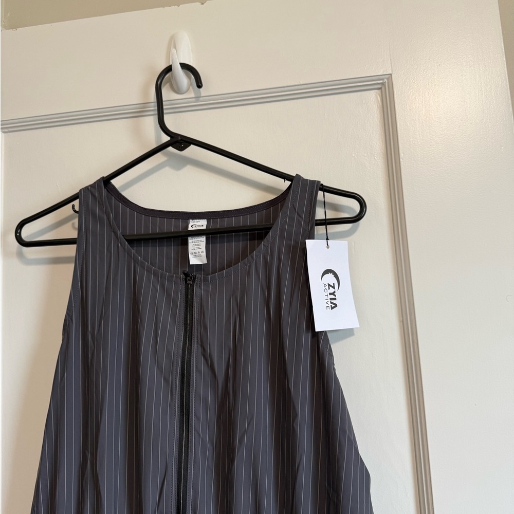 ZYIA Charcoal Pinstripe Jumpsuit - Picture 3 of 5